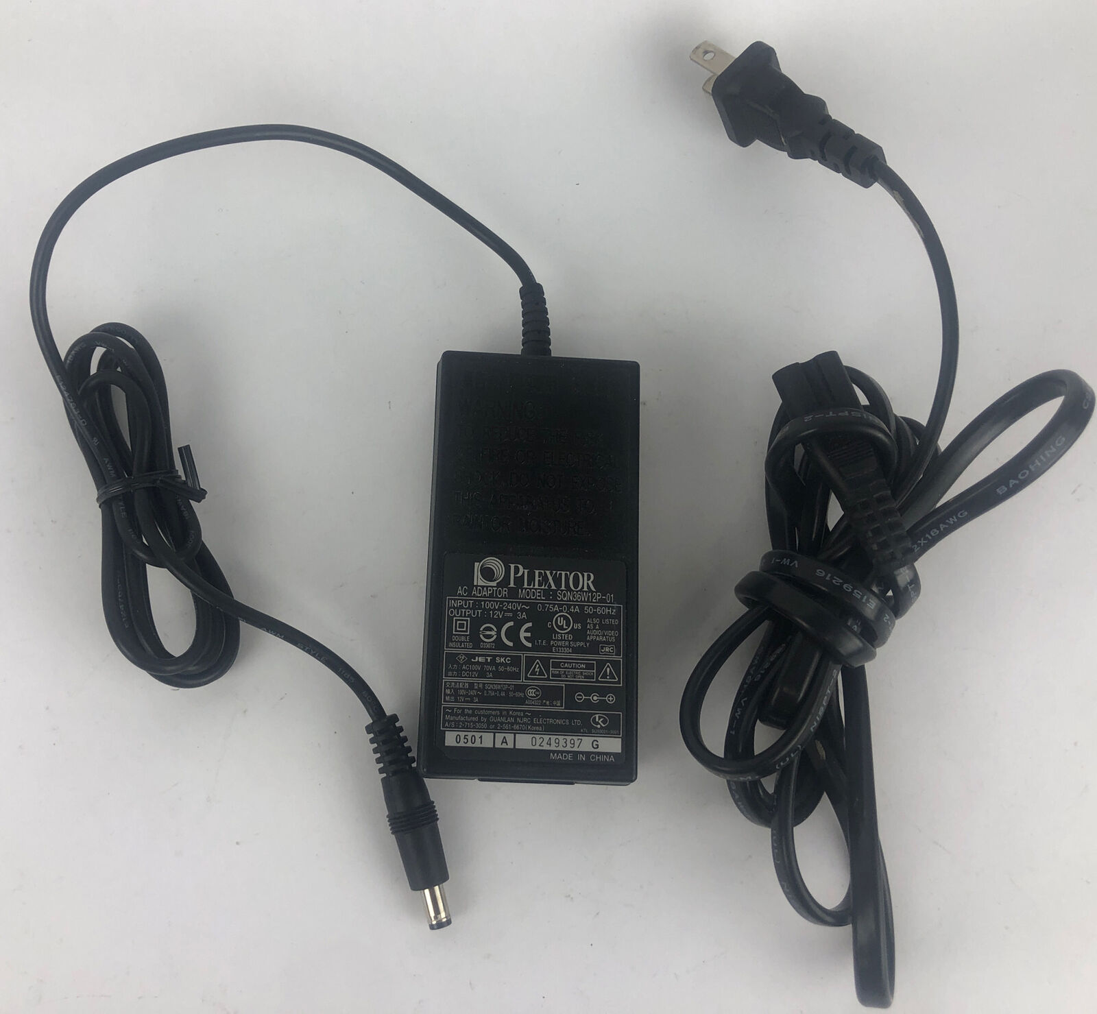 Plextor AC Adaptor Power Supply Charger Transformer Model SQN36W12P-01 12V A28 Compatible Brand: F